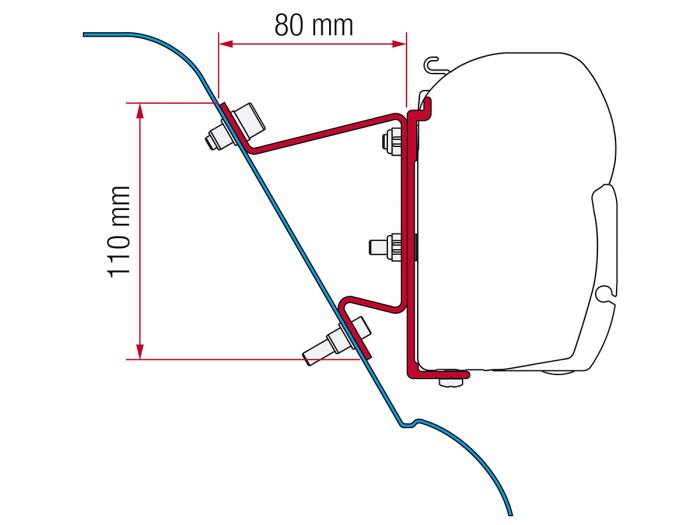 Kit Adaptador de Toldo Fiamma F80, F65 para Volkswagen VW Crafter, Mercedez Sprinter, High Roof