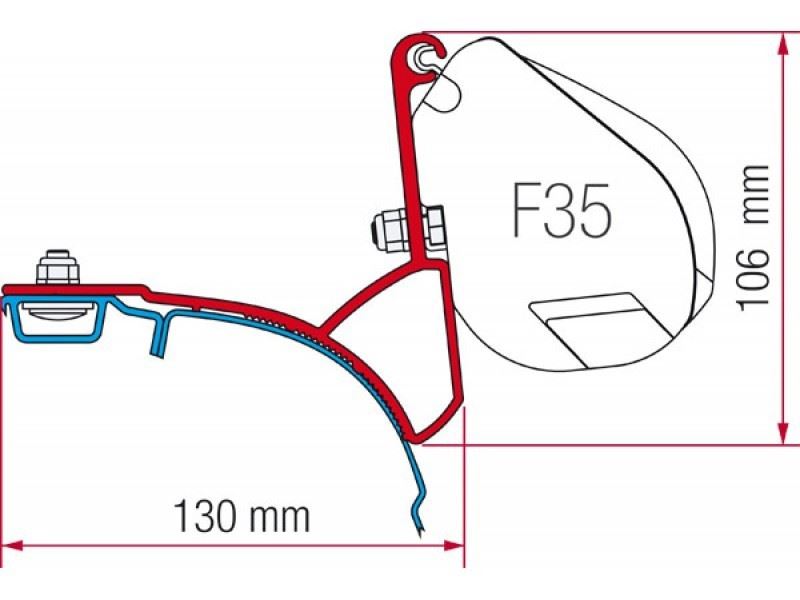 Kit Adaptador de Toldo Fiamma F35 para Volkswagen VW T5, T6, Multivan, Transporter <2003