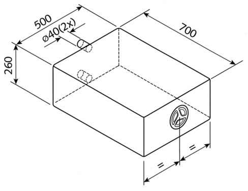 Deposito 85L 70x50x26cm con 2 Tomas