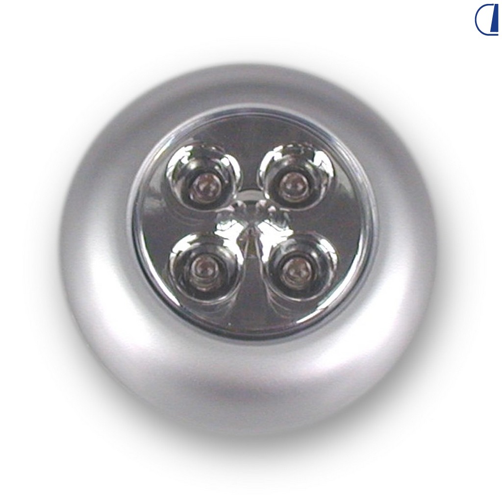 Foco 4 LED Push Sobrepuesto Plata