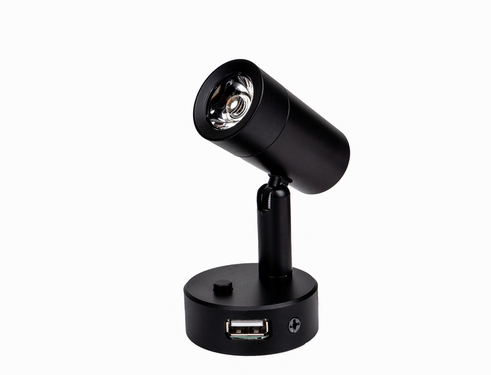 Foco LED Orientable con USB Negro