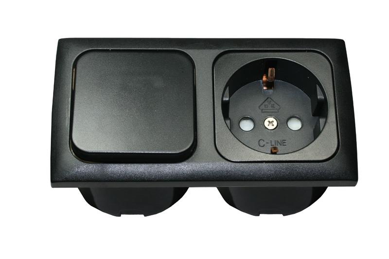 [1422132] Interruptor + 220v. con Marco y Caja Negro