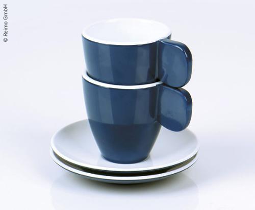 Kit 2x Tazas Café de melamina, Cam4 azul oscuro/blanco