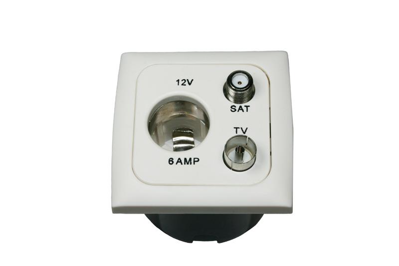 Toma 12v. con Antena y Satelite Blanca