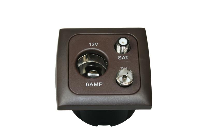 Toma 12v. con Antena y Satelite Marron