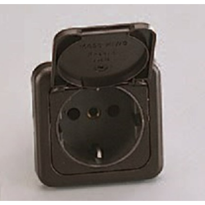 [1490116] Toma 220v. con Tapa Segura Marron