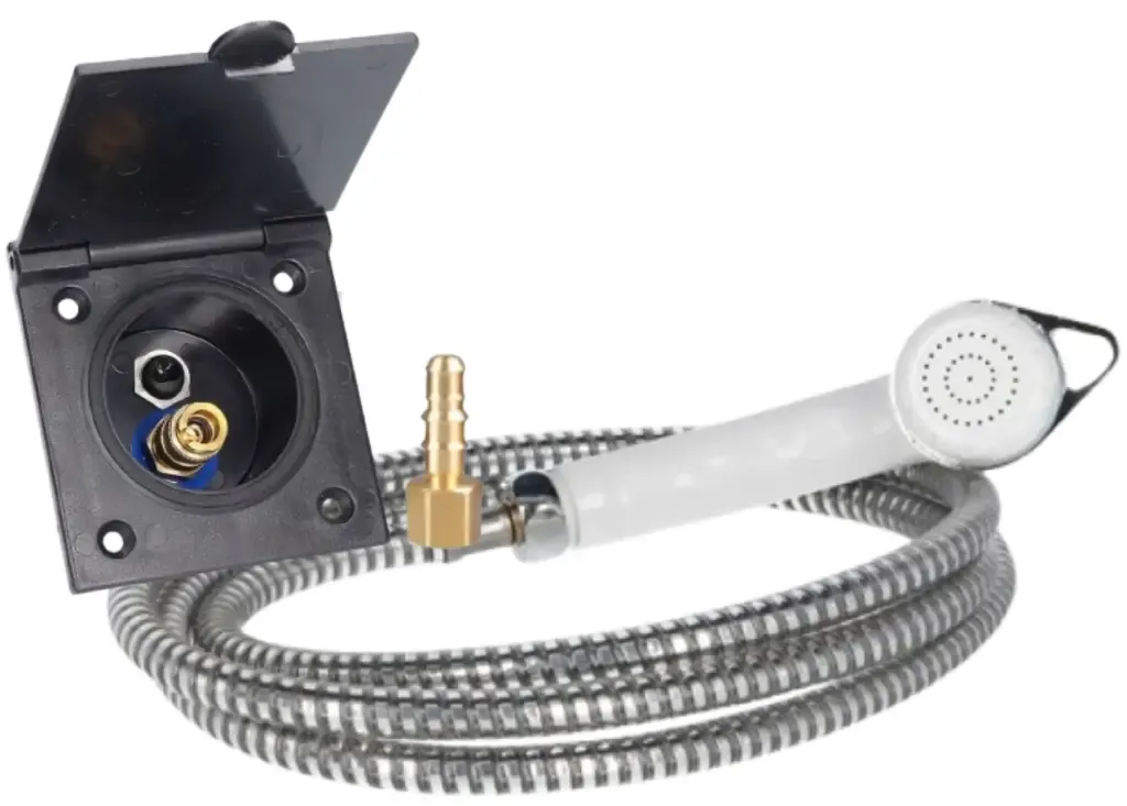 Toma Ducha Exterior Negra K Con Flexo