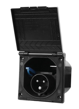 Toma 220v. Cuadrada Negra