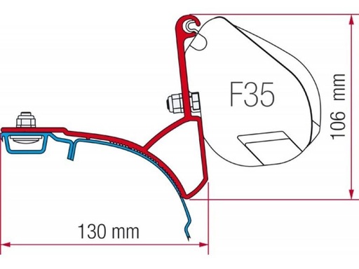 [0119171] Kit Adaptador de Toldo Fiamma F35 para Volkswagen VW T5, T6, Multivan, Transporter <2003