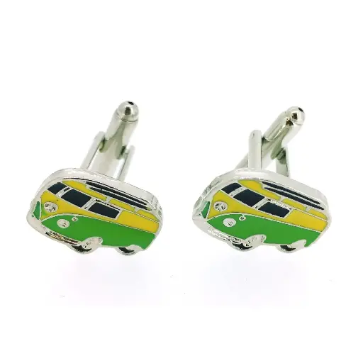 Gemelos Furgoneta Camper Volkswagen VW Flower Power Verde